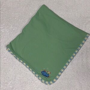 VTG Carter’s Emu Namae Green Blue Yellow Stripe Rhino Bird Baby Blanket